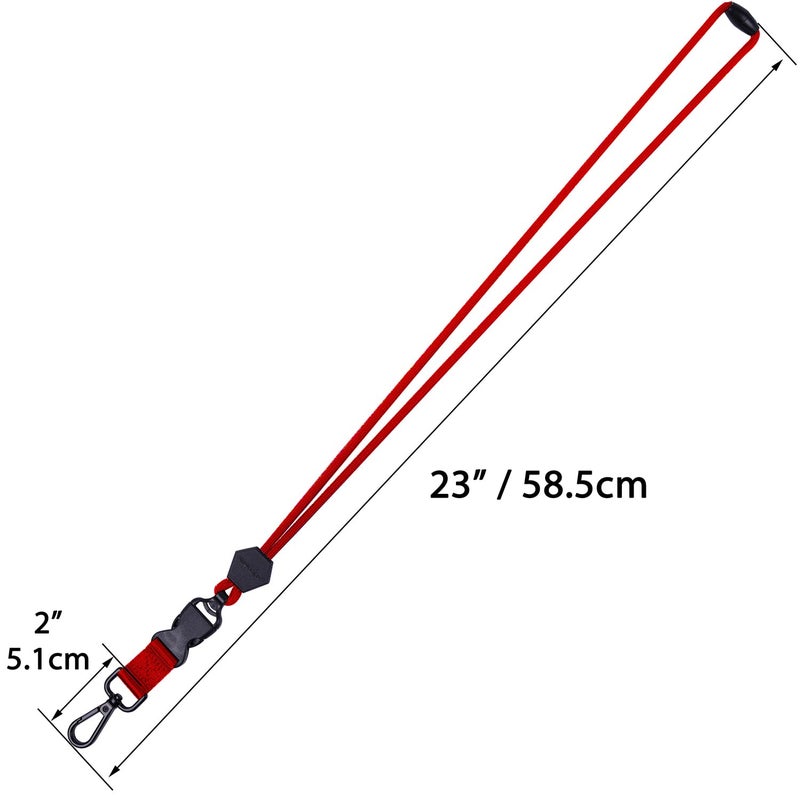 Wisdompro Breakaway Neck Lanyards, 23 inch Heavy Duty Round Cord Lanyard with Safety Breakaway Buckle, Detachable Buckle and Metal Hook for ID Card Badge Holder and Keys- Red - Image 2