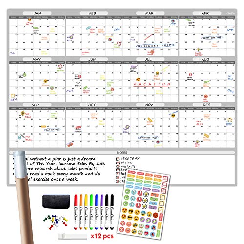 Clever Clean Large Dry Erase Wall Calendar  48x60 2026 Undated Yearly Wall Calendar for Home Office School Projects  Jumbo Erasable and Reusable Laminated Yearly Planning Board - Image 1