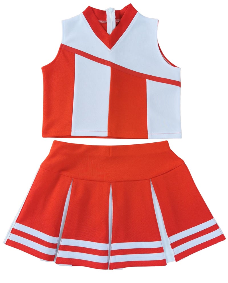 Total 2550 Little Girls' Kids Children Dress Cheerleader Costume Uniform Cheerleading Outfit Halloween Red/White (XXL / 14-16) - Image 1