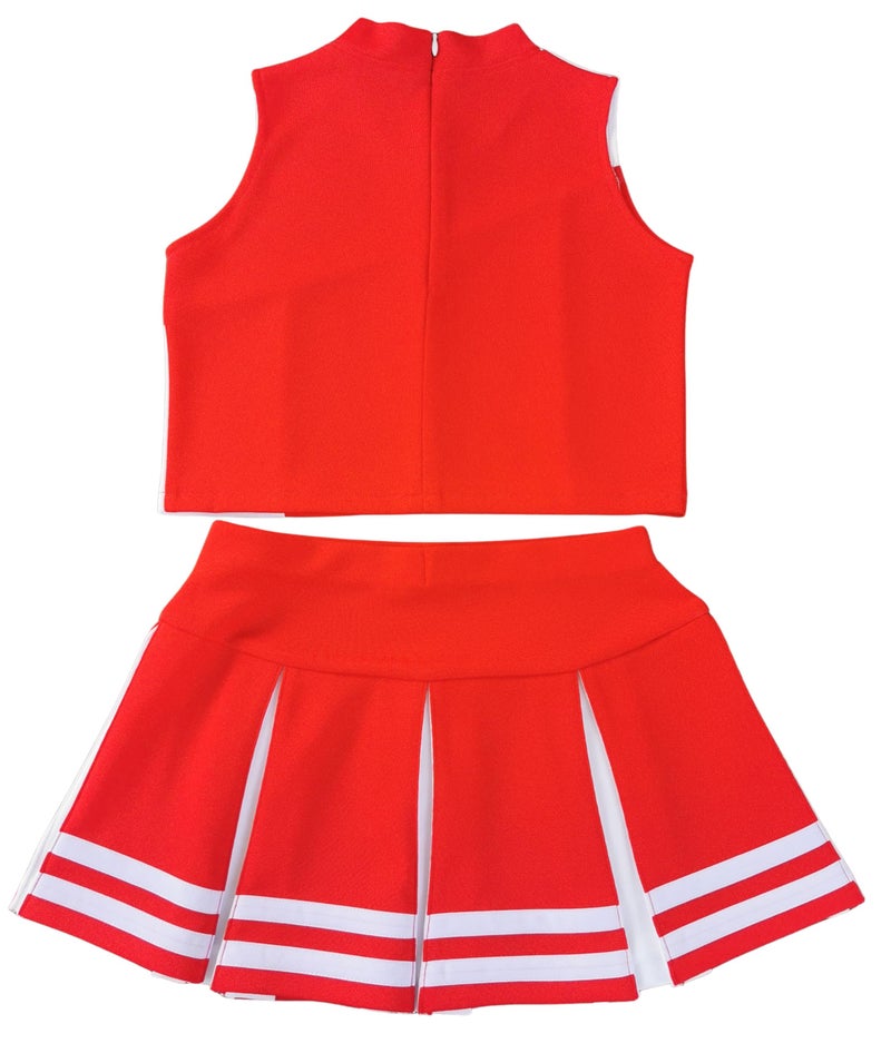 Total 2550 Little Girls' Kids Children Dress Cheerleader Costume Uniform Cheerleading Outfit Halloween Red/White (XXL / 14-16) - Image 2
