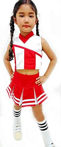 Total 2550 Little Girls' Kids Children Dress Cheerleader Costume Uniform Cheerleading Outfit Halloween Red/White (XXL / 14-16) - Image 4