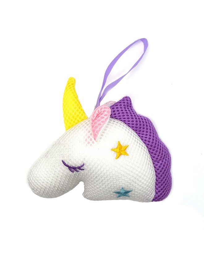Ralcosuss Cute Unicorn Kids Bath Loofahs Balls for Baby Girls Boys Mesh Shower Ball Pouf Exfoliating Bath Sponge Body Cleaner Bath Accessories (White Unicorn) - Image 2