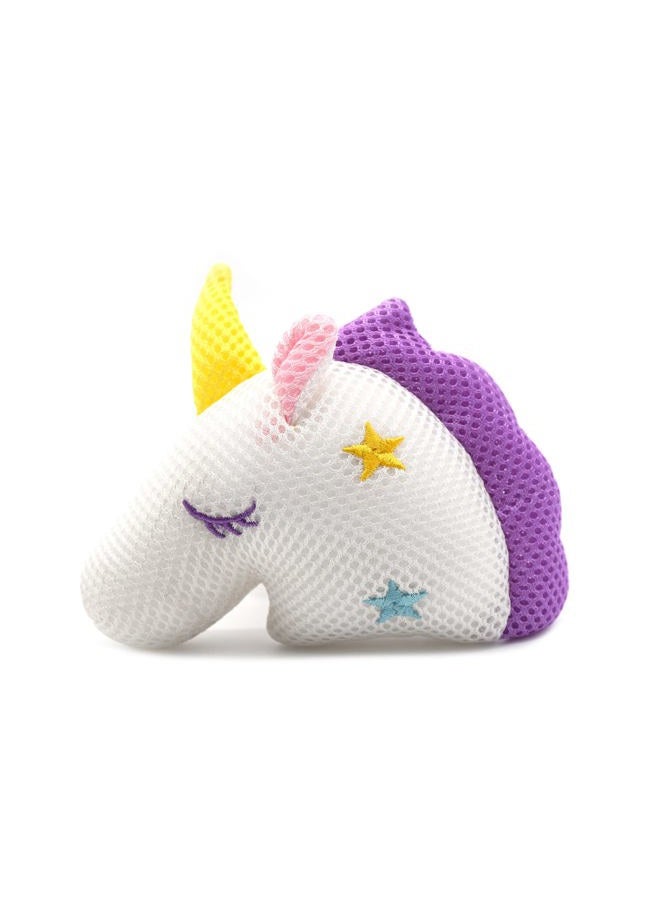 Ralcosuss Cute Unicorn Kids Bath Loofahs Balls for Baby Girls Boys Mesh Shower Ball Pouf Exfoliating Bath Sponge Body Cleaner Bath Accessories (White Unicorn) - Image 1