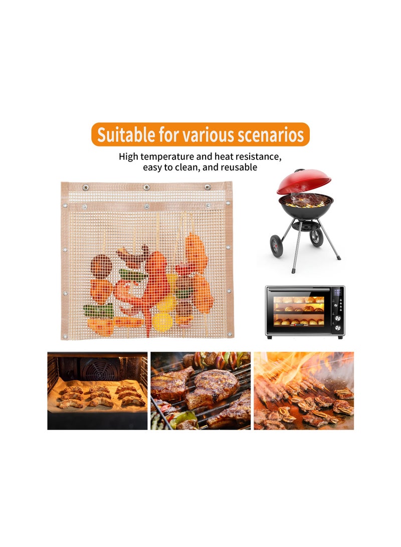 BBQ Mesh Grill Bags High Temperature Resistant Grid Barbecue Bag Reusable Grilling Pouches for Charcoal Gas Electric Grills Set Is A Must-Have All Event 2 Pack Brown - Image 2