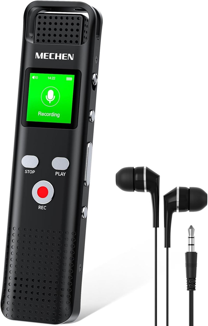 MECHEN Voice Recorder with Voice Activation - 64GB Digital Dictaphone, 7 Level Sensitivity Noise Reduction, USB C, 1536kbps, Music Playback, Microphone, Password, Ideal for Lectures Meetings Classes - Image 1
