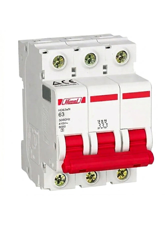 Himel Miniature Circuit Breaker (MCB), 3P,63A, 6kA, Himel HDB3WN3C63 - Image 1