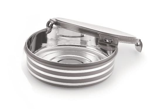 Nabhya Nabhya Stainless Steel Airtight & Leak Proof S.S.Container/Lunch Box with Plastic Coating & 4 Side Locking Lid (Grey) (Big-1000 ML, 1 PC)  - Image 1