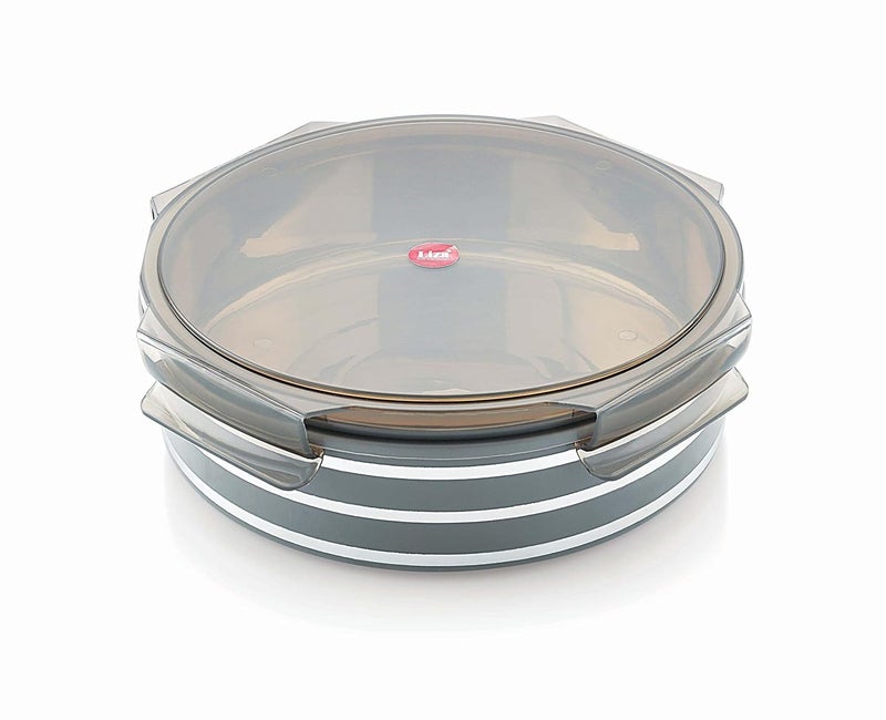 Nabhya Nabhya Stainless Steel Airtight & Leak Proof S.S.Container/Lunch Box with Plastic Coating & 4 Side Locking Lid (Grey) (Big-1000 ML, 1 PC)  - Image 2