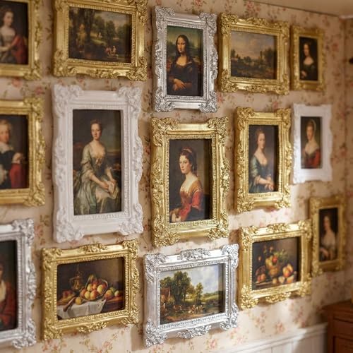 HOMSFOU Vintage Mini Frame Miniature Dollhouse Picture Frame 6pcs Vintage Resin Photo Frame Wall Hanging Ornate Frame Antique Rectangle Frame Victorian Baroque Painting Frame - Image 3