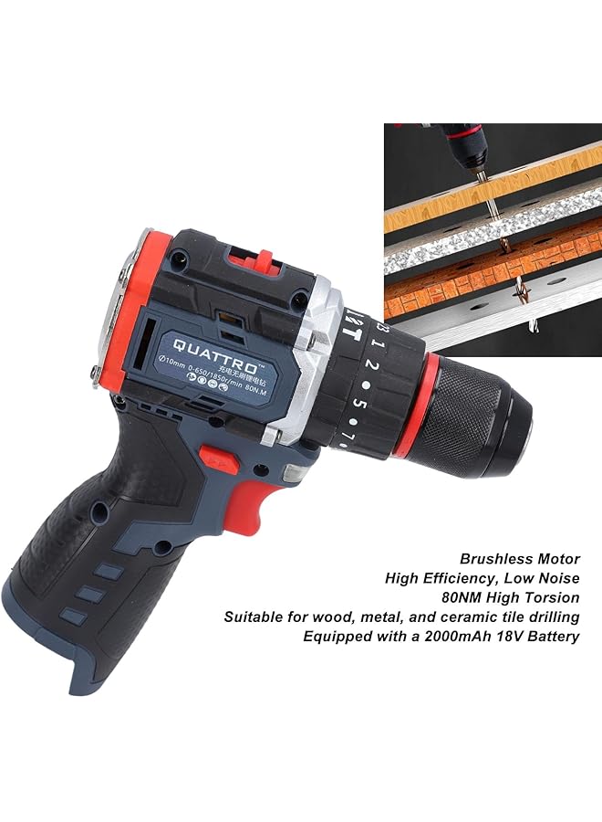 erorex Electric Drill Driver For Woodwork 80N.M Strong Torsion Power 16.8V Battery 5.71 X 7.87In Compact Portable For Woodwork Metal Ceramics Screw - Image 2