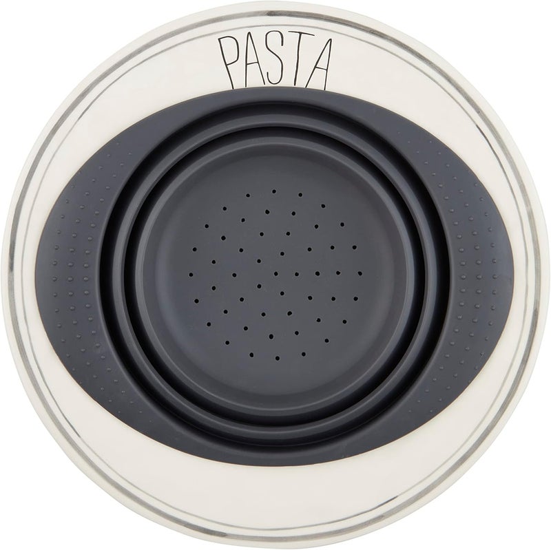 Mud Pie Pasta Bowl and Silicone Strainer Set OffWhite 3 x 14 dia - Image 1