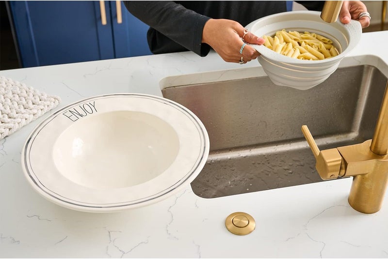 Mud Pie Pasta Bowl and Silicone Strainer Set OffWhite 3 x 14 dia - Image 3