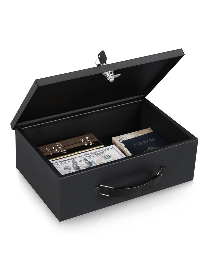Generic - Fireproof Document Box with Key Lock, Safe Storage Box for Valuables, Fire Resistance Security Chest, Fireproof Box for Documents, Passport, Cash, Tablet, Exterior 12.8'' x 8.4'' x 4.5'' Black - Image 1