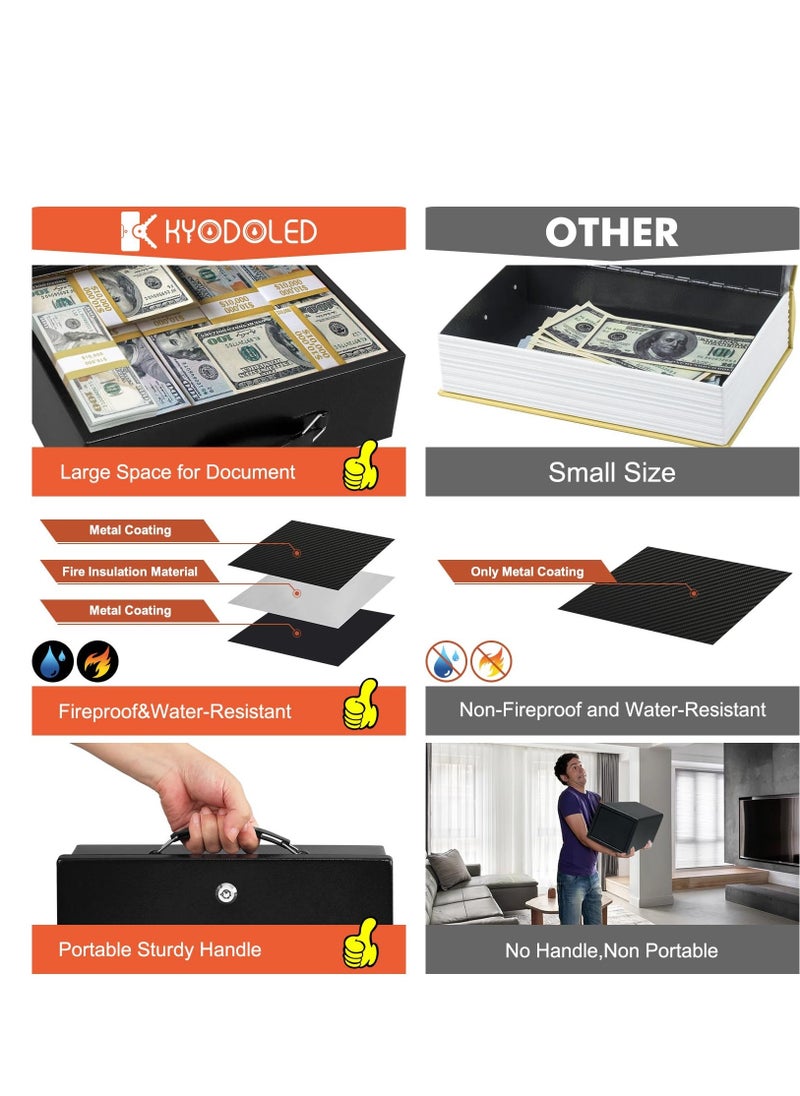 Generic - Fireproof Document Box with Key Lock, Safe Storage Box for Valuables, Fire Resistance Security Chest, Fireproof Box for Documents, Passport, Cash, Tablet, Exterior 12.8'' x 8.4'' x 4.5'' Black - Image 1