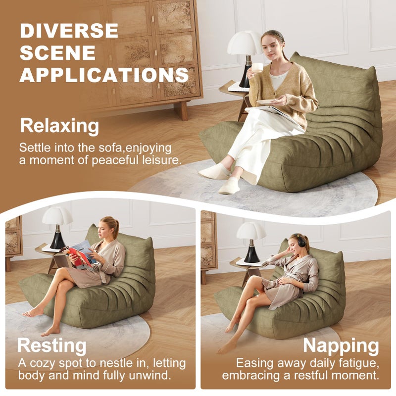 Snug Sofee Bean Bag Chair for Adults, Bean Bag Sofa - Adult Size with Soft Waterproof Fabric for Living Room, Apartments, Reading Corner, Gaming, and Movie Venue (Olive Green) - Image 4