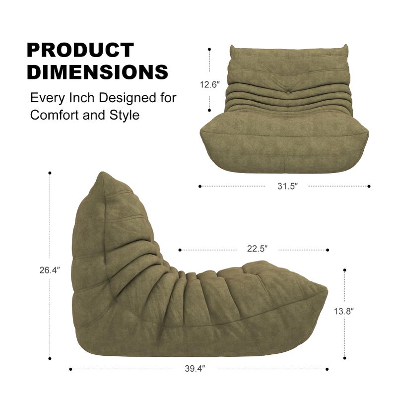 Snug Sofee Bean Bag Chair for Adults, Bean Bag Sofa - Adult Size with Soft Waterproof Fabric for Living Room, Apartments, Reading Corner, Gaming, and Movie Venue (Olive Green) - Image 2