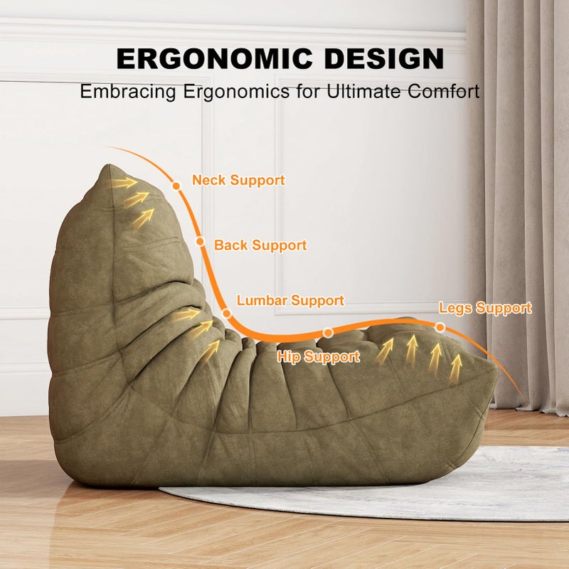 Snug Sofee Bean Bag Chair for Adults, Bean Bag Sofa - Adult Size with Soft Waterproof Fabric for Living Room, Apartments, Reading Corner, Gaming, and Movie Venue (Olive Green) - Image 3
