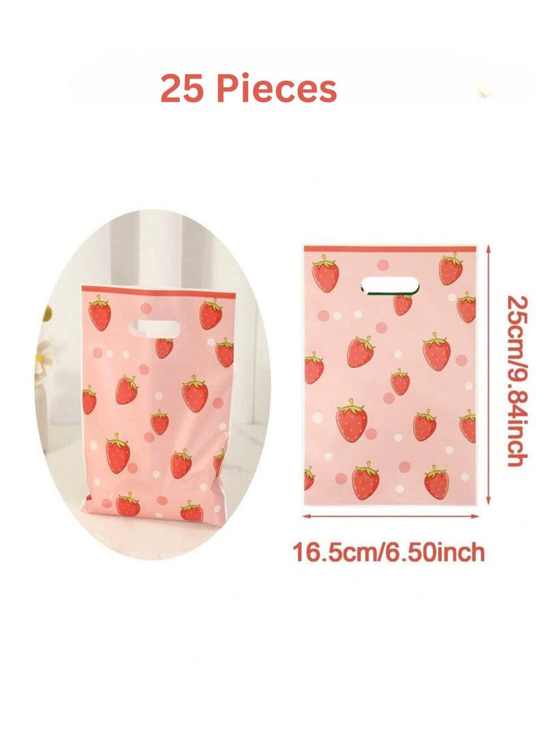 Generic 25Pcs Strawberry Themed Gift Bags With Handles For Birthday Party And Event Decorations  - Image 3