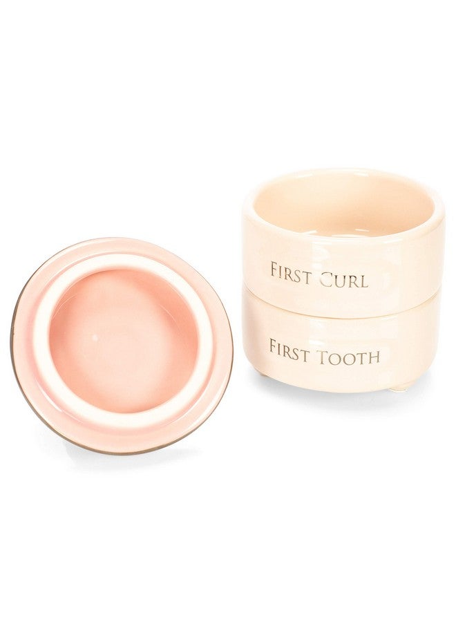 DEMDACO First Tooth and Curl Pink Ceramic Stoneware Children's Stackable Keepsake Box, 1 Count (Pack of 1) - Image 5