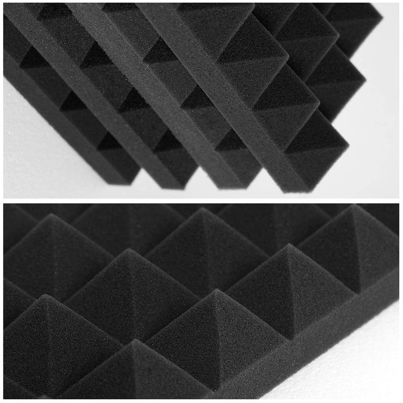 SD SODOCT Acoustic Panels - 12 Pack 12x12x2 Inches Black Pyramid Acoustic Foam, Fire-Proofed Soundproof Wall Panels, 25kg/CBM Sound Proof Foam Panels ï¼Œ Sound Panels for Recording Studio and Music Room - Image 3