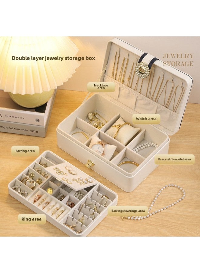 2024 Jewelry Box Multi-layer Large Capacity Earrings Earrings Ring Earrings Necklace Anti-oxidation Hand Jewelry Storage Box-Color:Drawer Model-white  - Image 2