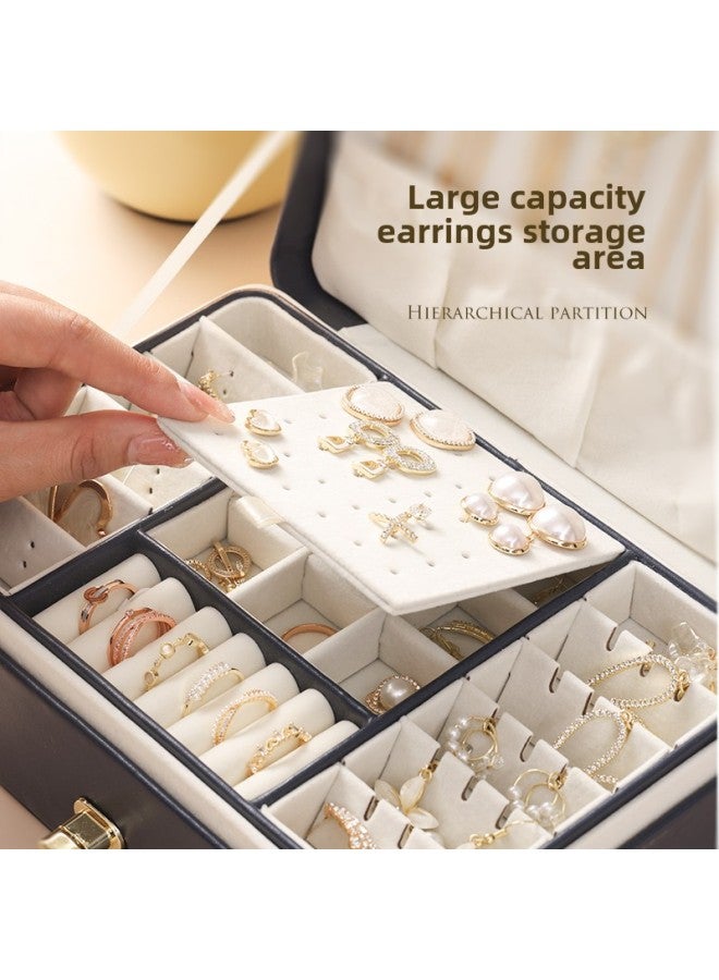2024 Jewelry Box Multi-layer Large Capacity Earrings Earrings Ring Earrings Necklace Anti-oxidation Hand Jewelry Storage Box-Color:Drawer Model-white  - Image 4