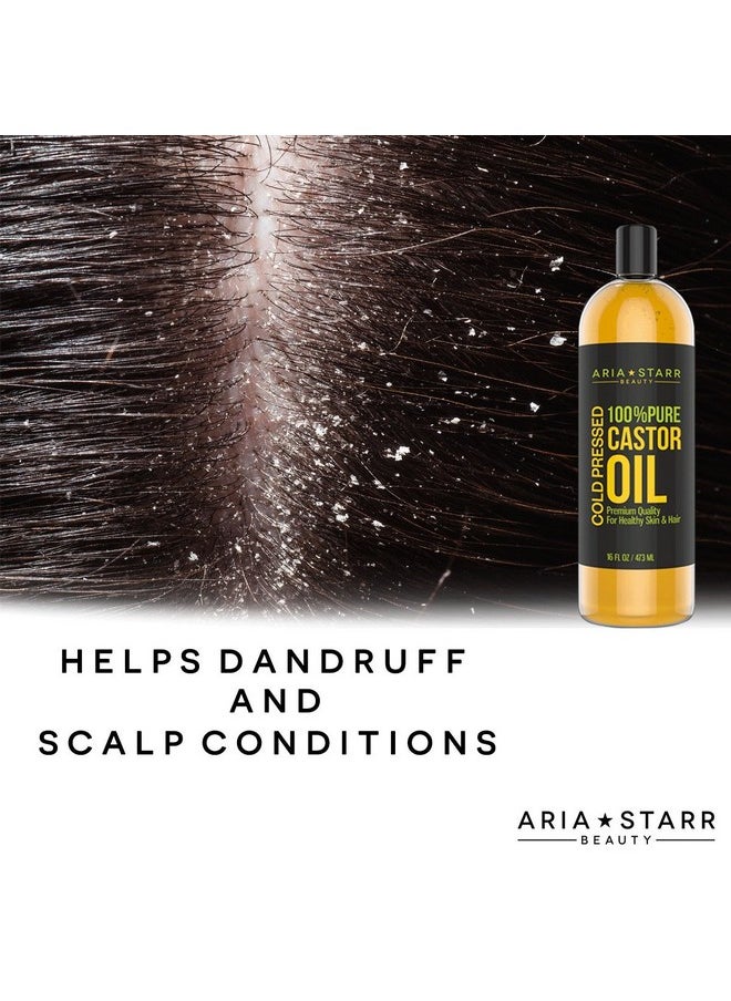 Aria Starr Beauty - Aria Starr Castor Oil Cold Pressed - 16 FL OZ - 100% Pure Hair Oil For Hair Growth, Face, Skin Moisturizer, Scalp, Thicker Eyebrows And Eyelashes - Image 1