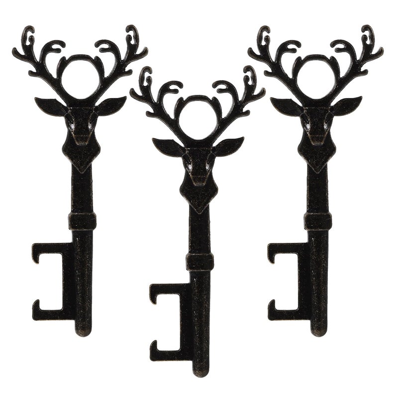 Vintage Deer Head Bottle Opener Keychain Set 3PCS Zinc Alloy Manual Beer Opener - Image 2
