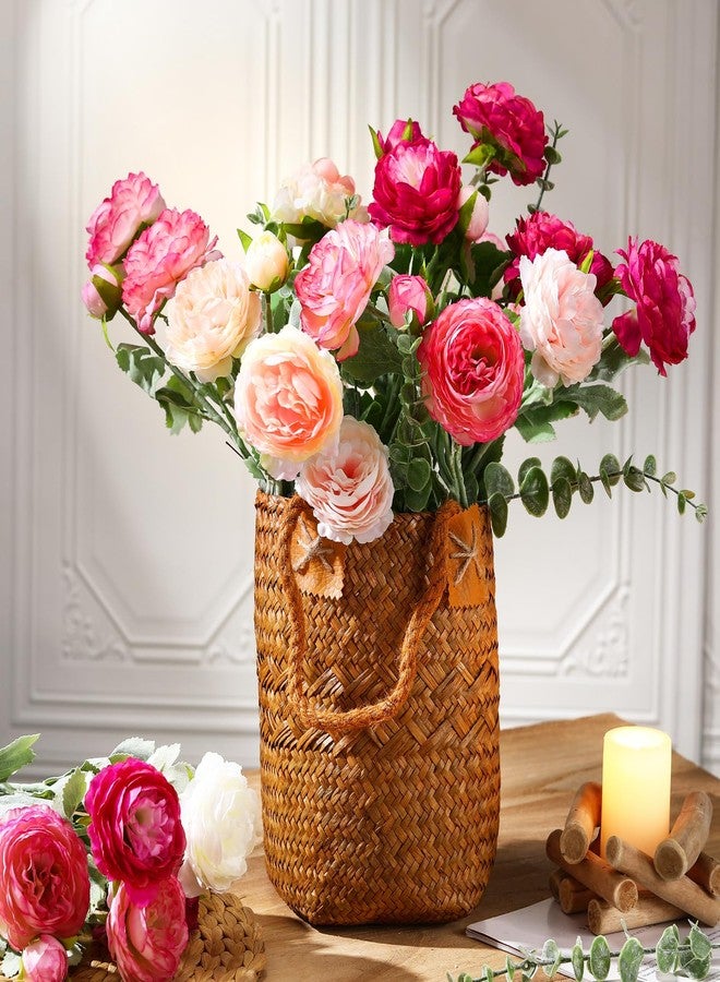 Daifunli 18 Pcs Artificial Flowers Silk Peony Rose Single Eucalyptus Stems Fake Peony Flowers Faux Peony Bouquet Floral Arrangements Bundle Bulk for Table Centerpiece Wedding Farmhouse Home (Classic) - Image 1