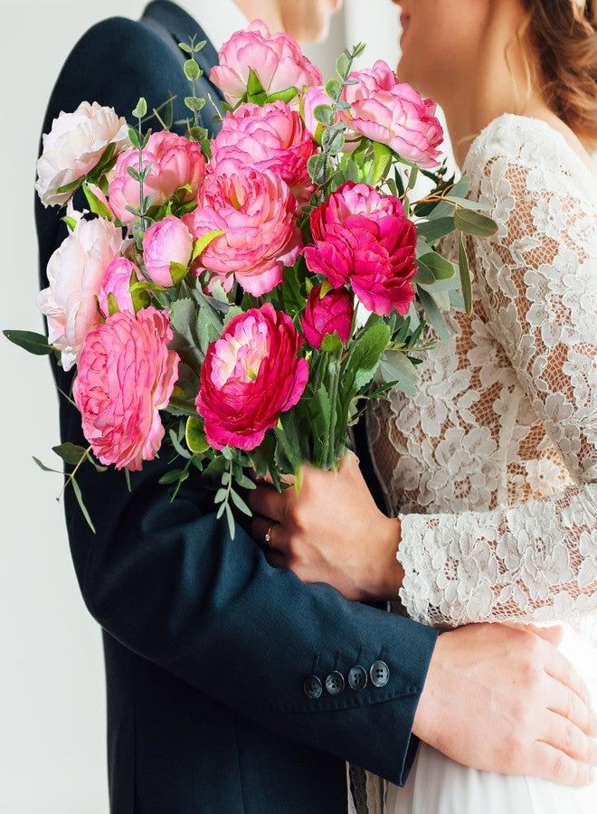 Daifunli 18 Pcs Artificial Flowers Silk Peony Rose Single Eucalyptus Stems Fake Peony Flowers Faux Peony Bouquet Floral Arrangements Bundle Bulk for Table Centerpiece Wedding Farmhouse Home (Classic) - Image 4