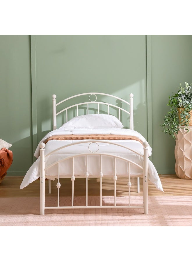 DANUBE HOME Bella Curve 120x200 Metal Twin Bed | Modern Design Kids Metal Single -White - Image 2