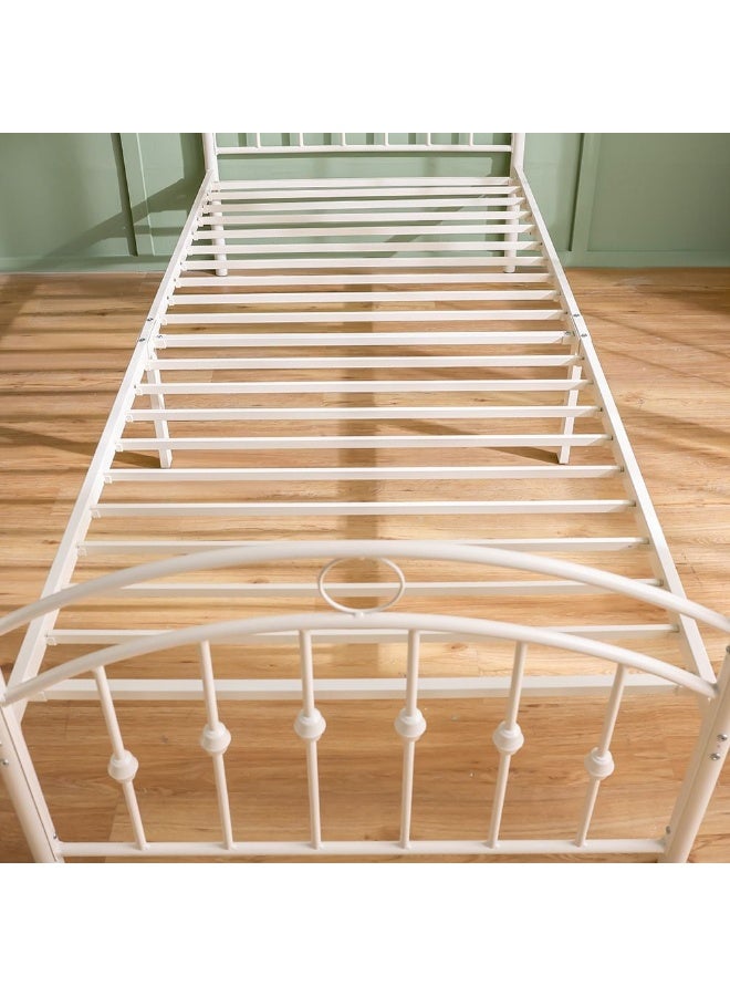 DANUBE HOME Bella Curve 120x200 Metal Twin Bed | Modern Design Kids Metal Single -White - Image 5