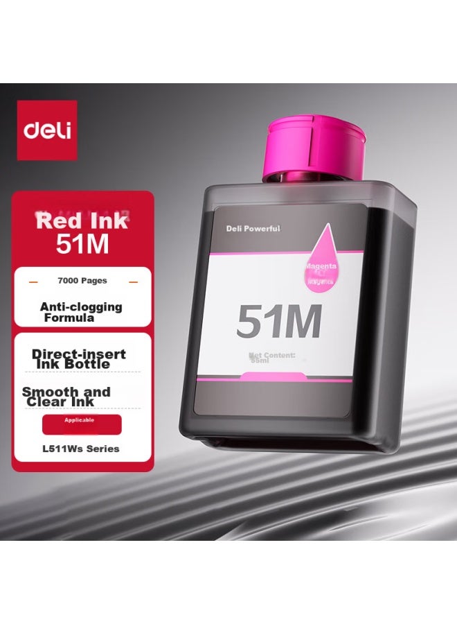 Deli 51m Magenta Ink Bottle (magenta) (bottle), Compatible With Deli Wireless Ink Cartridge Color Inkjet Printer L511ws - Image 1