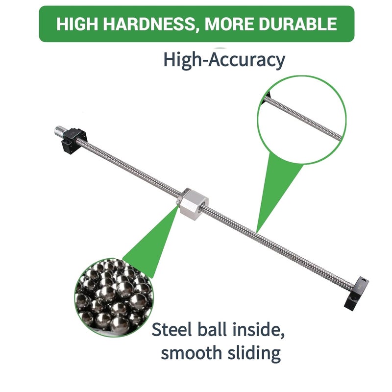 CHUANGNENG Ball Screw CNC Parts SFU1605 RM1605 16mm 600mm with Metal Deflector Ball Screw nut BK/BF12 End Supports Ball NUT HOUSINGS 1pcs Coupler with end Machining,Length Approx 23.62inch/600mm - Image 3
