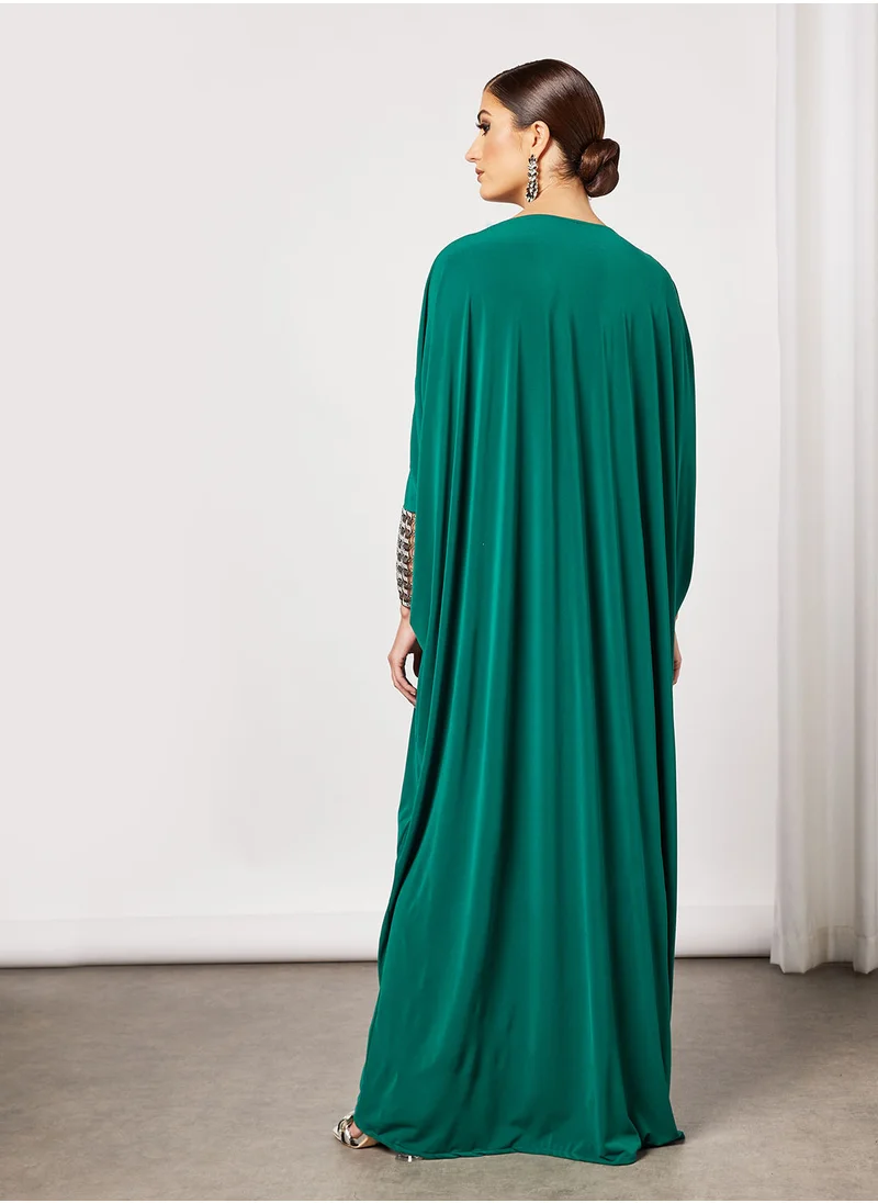 Hayat Jersey Abaya With Contrasting Panel