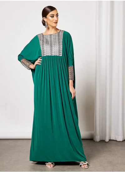 Hayat Jersey Abaya With Contrasting Panel