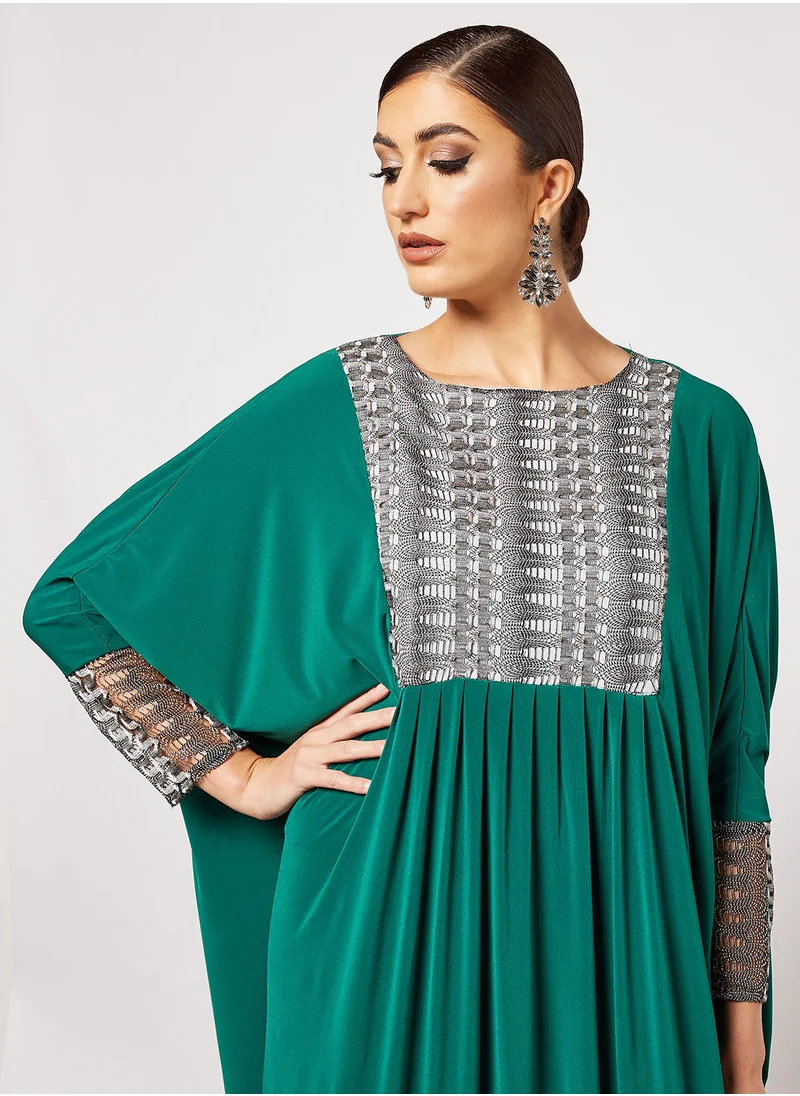 Hayat Jersey Abaya With Contrasting Panel