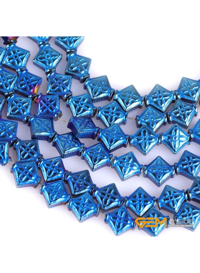 Hematite Non-Magnetic Gemstone Loose Beads Diagonal Square Blue Metallic Coated Crystal Energy Stone Power for Jewelry Making 15" 6mm - Image 4