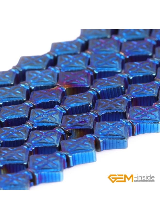 Hematite Non-Magnetic Gemstone Loose Beads Diagonal Square Blue Metallic Coated Crystal Energy Stone Power for Jewelry Making 15" 6mm - Image 3