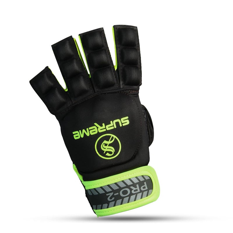 MEMBA Hockey Player Glove Pro Supreme Black/Green (Left) (Pack of 1) Hockey Glove (Black, Green) (L) - Image 3