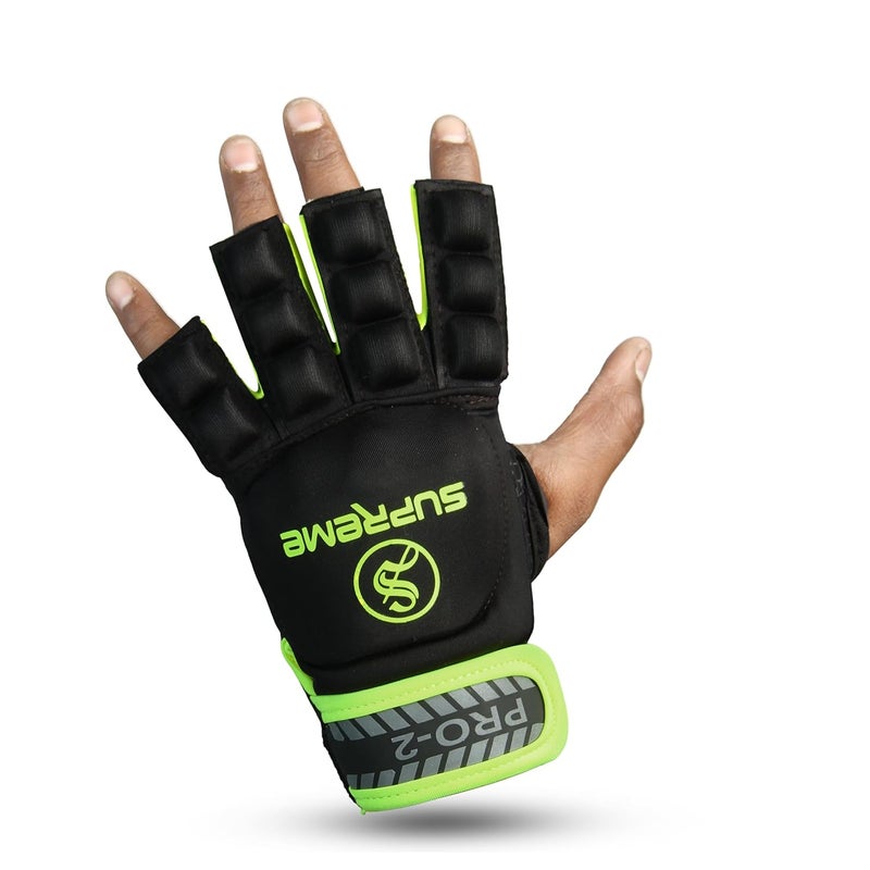 MEMBA Hockey Player Glove Pro Supreme Black/Green (Left) (Pack of 1) Hockey Glove (Black, Green) (L) - Image 1