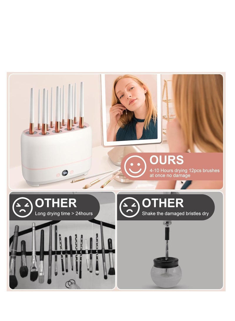 بلان A آلة تجفيف فرش المكياج، أداة تجفيف فرش المكياج الكهربائية القابلة لإعادة الاستخدام، مجموعة مجفف فرش المكياج القابلة لإعادة الشحن عبر USB دون الإضرار بالشعيرات، تجفيف سريع 12 قطعة من فرش المكياج، - Image 5