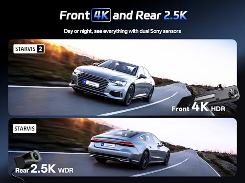 Pelsee 4K+2.5K Mirror Dash Cam with Front Starvis 2 IMX678 & Rear IMX335, 12" Rear View Mirror Camera, Color Night Vision, 5.8GHz WiFi, ADAS & BSD, Included OBD Hardwire Kit, 128GB Card, P12 Pro Max - Image 4