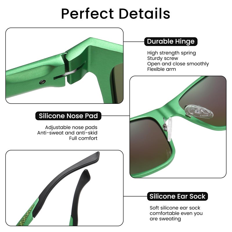 DUCO Polarized Sunglasses for Men Lightweight Carbon Fiber UV400 Protection Square Sun Glasses 8207 - Image 4