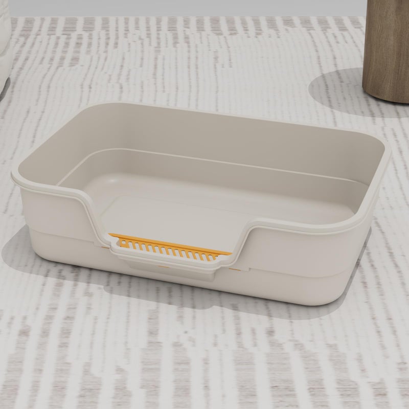 LoopTime Extea Large Cat Litter Box with High Sides,Cat Boxes for Indoor Cats,Cat Litter Pan for Kitty,Litter Box with Low Entry,Easy to Clean,Anti-Splashing,23.6" x15.7" x6.2" (White) - Image 1