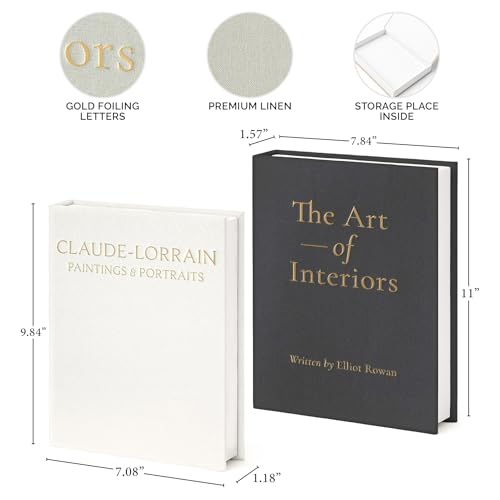 Vine Creations Decorative Books - Set of 2 Linen Hardcover Boxes with Storage - Aesthetic Fake Books for Decoration for Home, Shelf, Bookshelf Decor, Coffee Table Decor, as Storage or Keepsake Box - Image 4