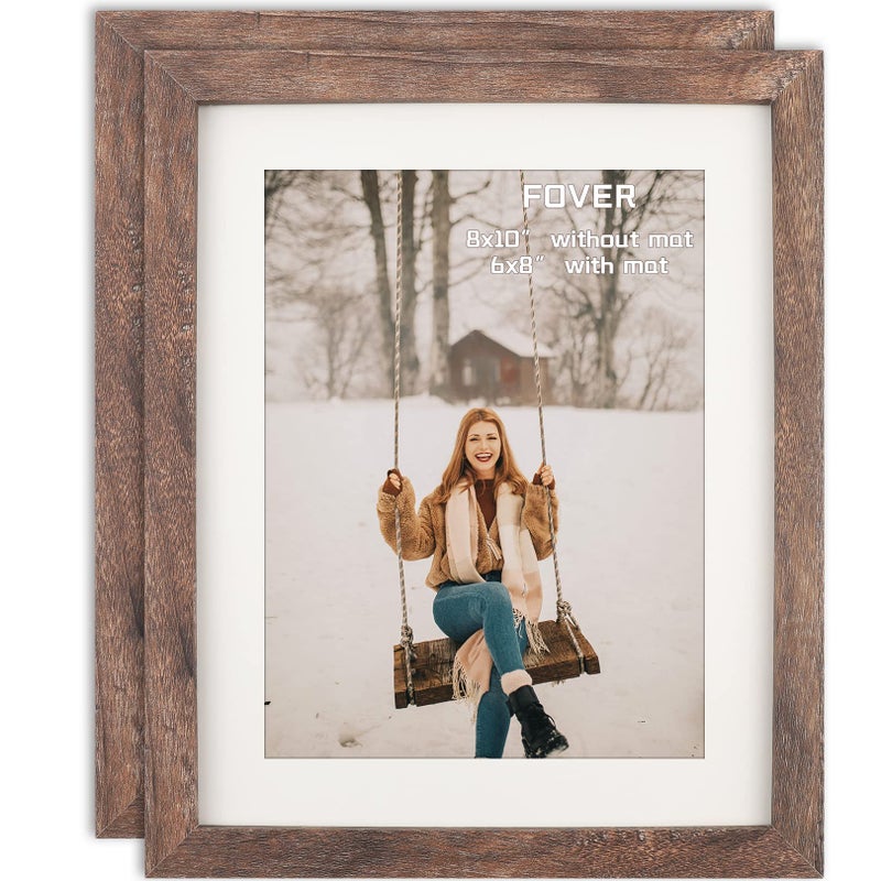 TOFOREVO Picture Frames 8x10 Set of 2 Rustic Wood Grain Photo Frame for Gallery Wall Mounting or Tabletop Display