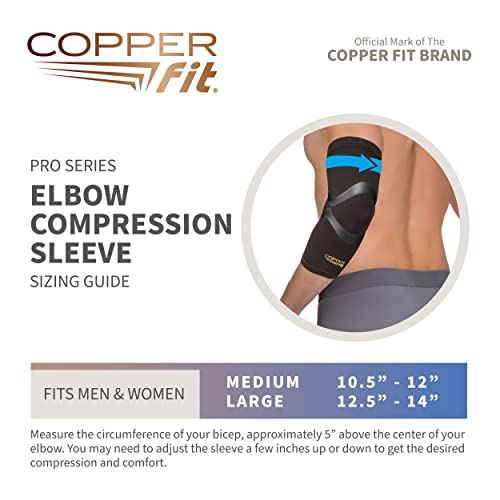 Copper Fit Pro Series Performance Compression Elbow Sleeve, Black with Copper Trim, Large - Image 3