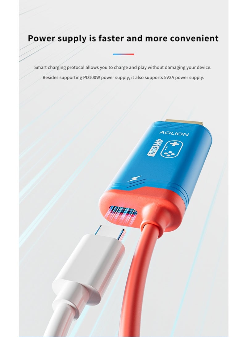 أوليون Switch 2 TV Dock Docking Station for Nintendo Switch 2,Portable 2025 New Models Adapter Support 4K/60HZ TV Dock Mode, (Blue and Red) - Image 5