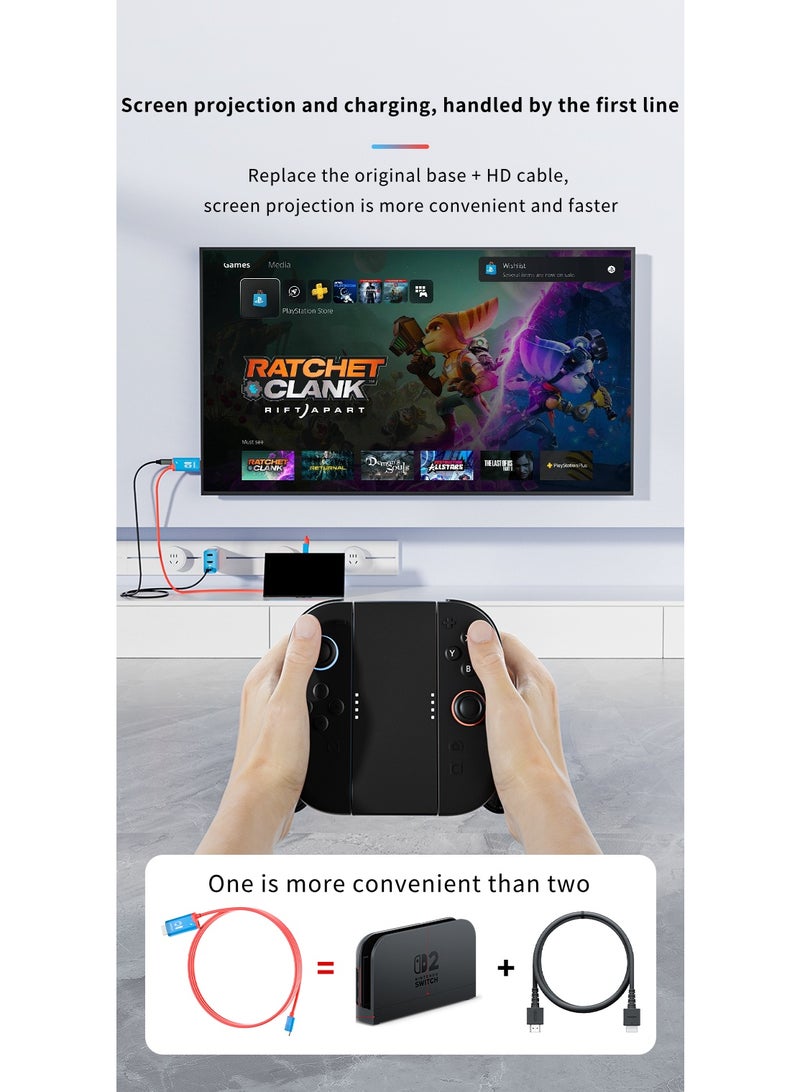 أوليون Switch 2 TV Dock Docking Station for Nintendo Switch 2,Portable 2025 New Models Adapter Support 4K/60HZ TV Dock Mode, (Blue and Red) - Image 4